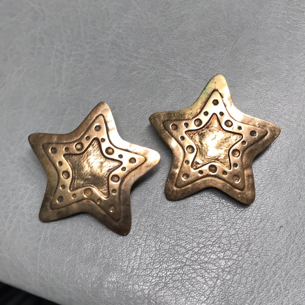 Jeep Collins Solid Brass Star Clip Earrings
